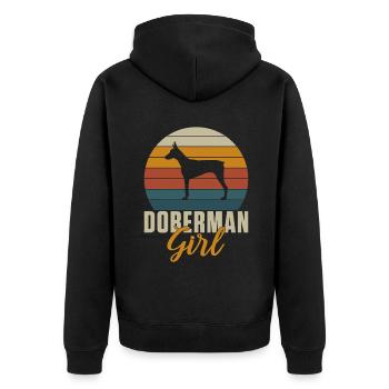 Doberman Gifts - Unisex Premium Bio Zip Hoodie - Schwarz - Hinten - Nico (187cm)