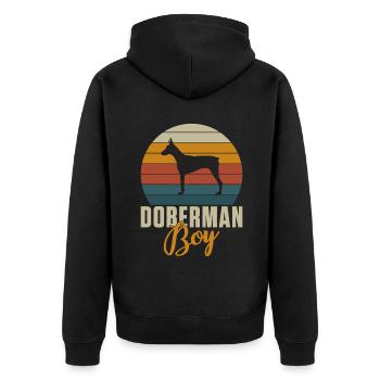 Doberman Gifts - Unisex Premium Bio Zip Hoodie - Schwarz - Hinten - Nico (187cm)
