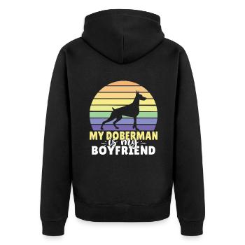 Doberman Gifts - Unisex Premium Bio Zip Hoodie - Schwarz - Hinten - Nico (187cm)
