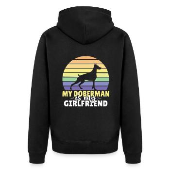 Doberman Gifts - Unisex Premium Bio Zip Hoodie - Schwarz - Hinten - Nico (187cm)