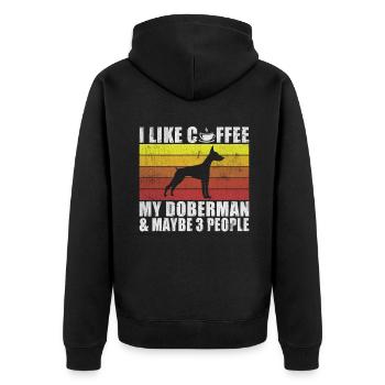 Doberman Gifts - Unisex Premium Bio Zip Hoodie - Schwarz - Hinten - Nico (187cm)