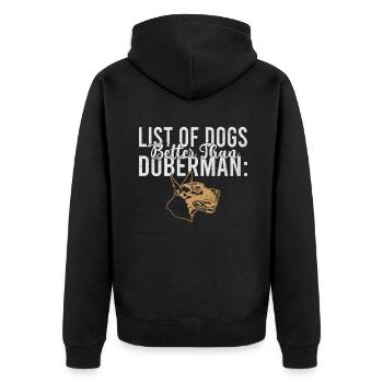 Doberman Gifts - Unisex Premium Bio Zip Hoodie - Schwarz - Hinten - Nico (187cm)