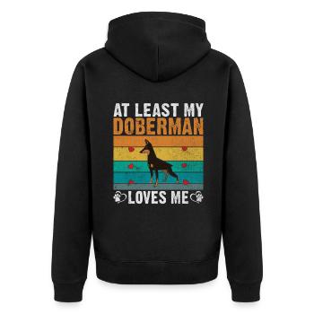 Doberman Gifts - Unisex Premium Bio Zip Hoodie - Schwarz - Hinten - Nico (187cm)
