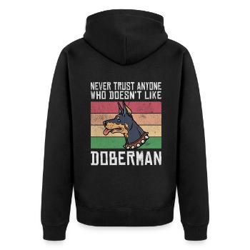 Doberman Gifts - Unisex Premium Bio Zip Hoodie - Schwarz - Hinten - Nico (187cm)