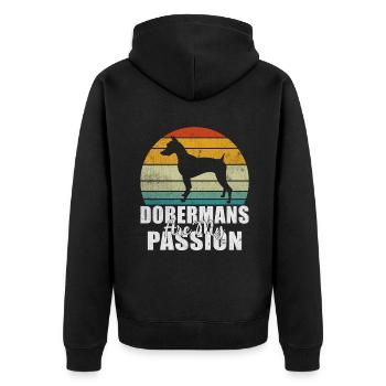 Doberman Gifts - Unisex Premium Bio Zip Hoodie - Schwarz - Hinten - Nico (187cm)
