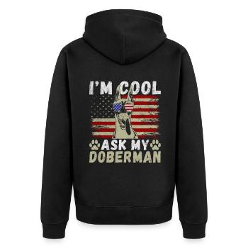 Doberman Gifts - Unisex Premium Bio Zip Hoodie - Schwarz - Hinten - Nico (187cm)