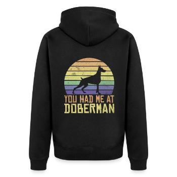 Doberman Gifts - Unisex Premium Bio Zip Hoodie - Schwarz - Hinten - Nico (187cm)
