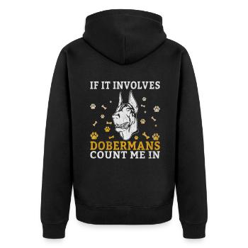 Doberman Gifts - Unisex Premium Bio Zip Hoodie - Schwarz - Hinten - Nico (187cm)
