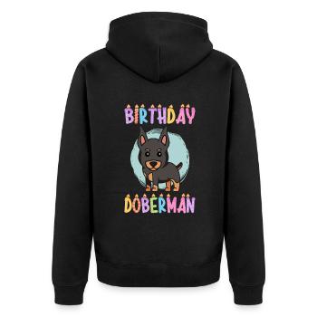 Doberman Gifts - Unisex Premium Bio Zip Hoodie - Schwarz - Hinten - Nico (187cm)