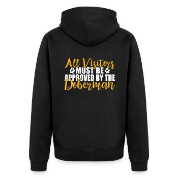 Doberman Gifts - Unisex Premium Bio Zip Hoodie - Schwarz - Hinten - Nico (187cm)