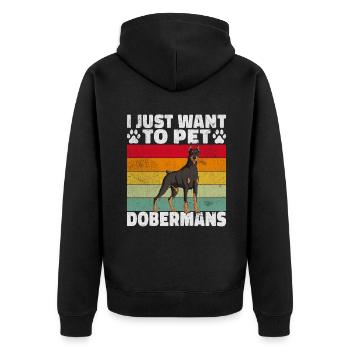 Doberman Gifts - Unisex Premium Bio Zip Hoodie - Schwarz - Hinten - Nico (187cm)