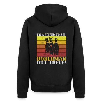 Doberman Gifts - Unisex Premium Bio Zip Hoodie - Schwarz - Hinten - Nico (187cm)