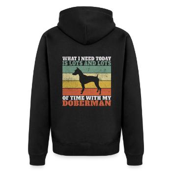 Doberman Gifts - Unisex Premium Bio Zip Hoodie - Schwarz - Hinten - Nico (187cm)