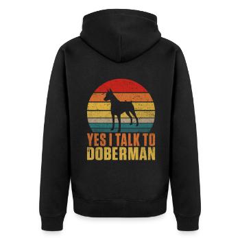 Doberman Gifts - Unisex Premium Bio Zip Hoodie - Schwarz - Hinten - Nico (187cm)