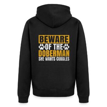 Doberman Gifts - Unisex Premium Bio Zip Hoodie - Schwarz - Hinten - Nico (187cm)