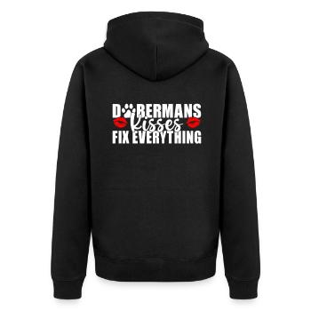 Doberman Gifts - Unisex Premium Bio Zip Hoodie - Schwarz - Hinten - Nico (187cm)