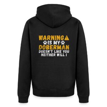 Doberman Gifts - Unisex Premium Bio Zip Hoodie - Schwarz - Hinten - Nico (187cm)