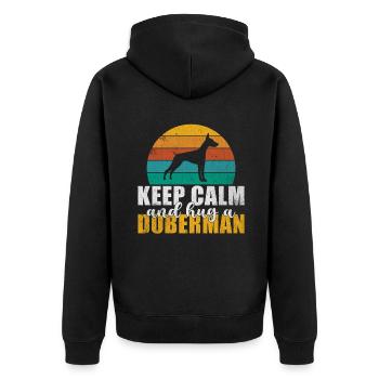 Doberman Gifts - Unisex Premium Bio Zip Hoodie - Schwarz - Hinten - Nico (187cm)
