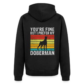 Doberman Gifts - Unisex Premium Bio Zip Hoodie - Schwarz - Hinten - Nico (187cm)