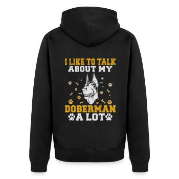 Doberman Gifts - Unisex Premium Bio Zip Hoodie - Schwarz - Hinten - Nico (187cm)