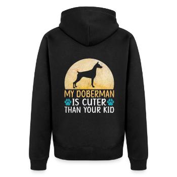 Doberman Gifts - Unisex Premium Bio Zip Hoodie - Schwarz - Hinten - Nico (187cm)