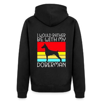 Doberman Gifts - Unisex Premium Bio Zip Hoodie - Schwarz - Hinten - Nico (187cm)