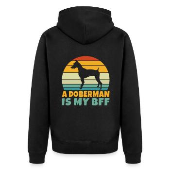 Doberman Gifts - Unisex Premium Bio Zip Hoodie - Schwarz - Hinten - Nico (187cm)