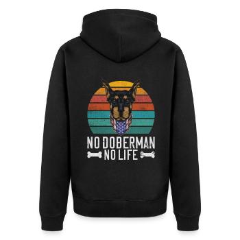Doberman Gifts - Unisex Premium Bio Zip Hoodie - Schwarz - Hinten - Nico (187cm)