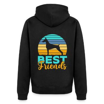 Doberman Gifts - Unisex Premium Bio Zip Hoodie - Schwarz - Hinten - Nico (187cm)