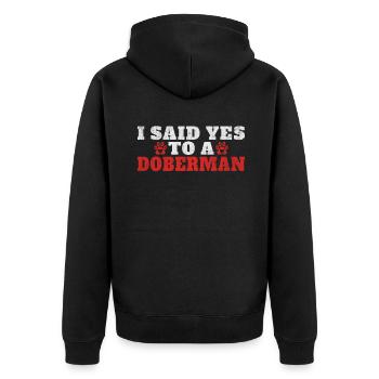 Doberman Gifts - Unisex Premium Bio Zip Hoodie - Schwarz - Hinten - Nico (187cm)