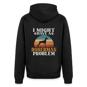 Doberman Gifts - Unisex Premium Bio Zip Hoodie - Schwarz - Hinten - Nico (187cm)