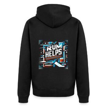Rum Helps 12 - Unisex Premium Bio Zip Hoodie - Schwarz - Hinten - Nico (187cm)