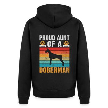 Doberman Gifts - Unisex Premium Bio Zip Hoodie - Schwarz - Hinten - Nico (187cm)