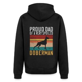 Doberman Gifts - Unisex Premium Bio Zip Hoodie - Schwarz - Hinten - Nico (187cm)