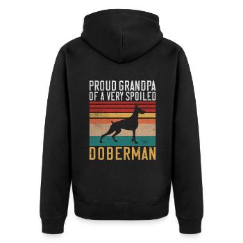 Doberman Gifts - Unisex Premium Bio Zip Hoodie - Schwarz - Hinten - Nico (187cm)