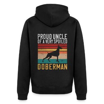 Doberman Gifts - Unisex Premium Bio Zip Hoodie - Schwarz - Hinten - Nico (187cm)