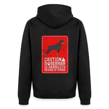 Doberman Gifts - Unisex Premium Bio Zip Hoodie - Schwarz - Hinten - Nico (187cm)
