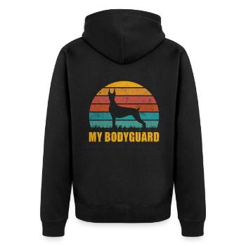 Doberman Gifts - Unisex Premium Bio Zip Hoodie - Schwarz - Hinten - Nico (187cm)