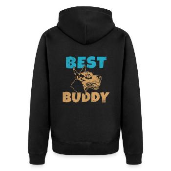 Doberman Gifts - Unisex Premium Bio Zip Hoodie - Schwarz - Hinten - Nico (187cm)