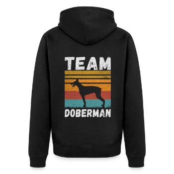 Doberman Gifts - Unisex Premium Bio Zip Hoodie - Schwarz - Hinten - Nico (187cm)