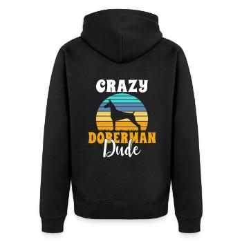 Doberman Gifts - Unisex Premium Bio Zip Hoodie - Schwarz - Hinten - Nico (187cm)