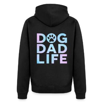 Dog Dad Gifts for Men - Unisex Premium Bio Zip Hoodie - Schwarz - Hinten - Nico (187cm)