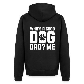 Dog Dad Gifts for Men - Unisex Premium Bio Zip Hoodie - Schwarz - Hinten - Nico (187cm)
