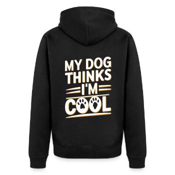 Dog Dad Gifts for Men - Unisex Premium Bio Zip Hoodie - Schwarz - Hinten - Nico (187cm)