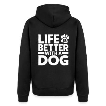Dog Dad Gifts for Men - Unisex Premium Bio Zip Hoodie - Schwarz - Hinten - Nico (187cm)