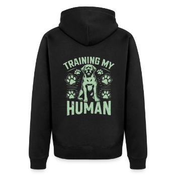 Dog Dad Gifts for Men - Unisex Premium Bio Zip Hoodie - Schwarz - Hinten - Nico (187cm)