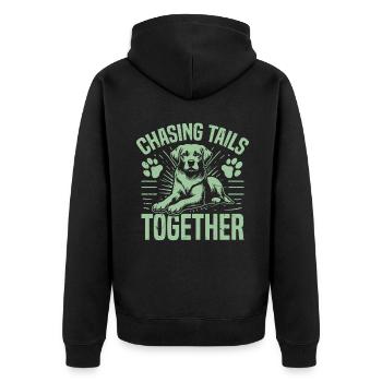 Dog Dad Gifts for Men - Unisex Premium Bio Zip Hoodie - Schwarz - Hinten - Nico (187cm)