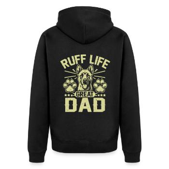 Dog Dad Gifts for Men - Unisex Premium Bio Zip Hoodie - Schwarz - Hinten - Nico (187cm)