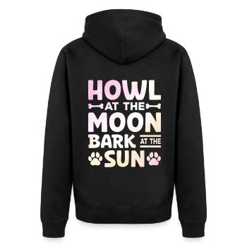 Dog Dad Gifts for Men - Unisex Premium Bio Zip Hoodie - Schwarz - Hinten - Nico (187cm)