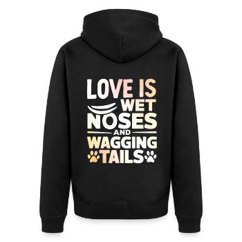 Dog Dad Gifts for Men - Unisex Premium Bio Zip Hoodie - Schwarz - Hinten - Nico (187cm)